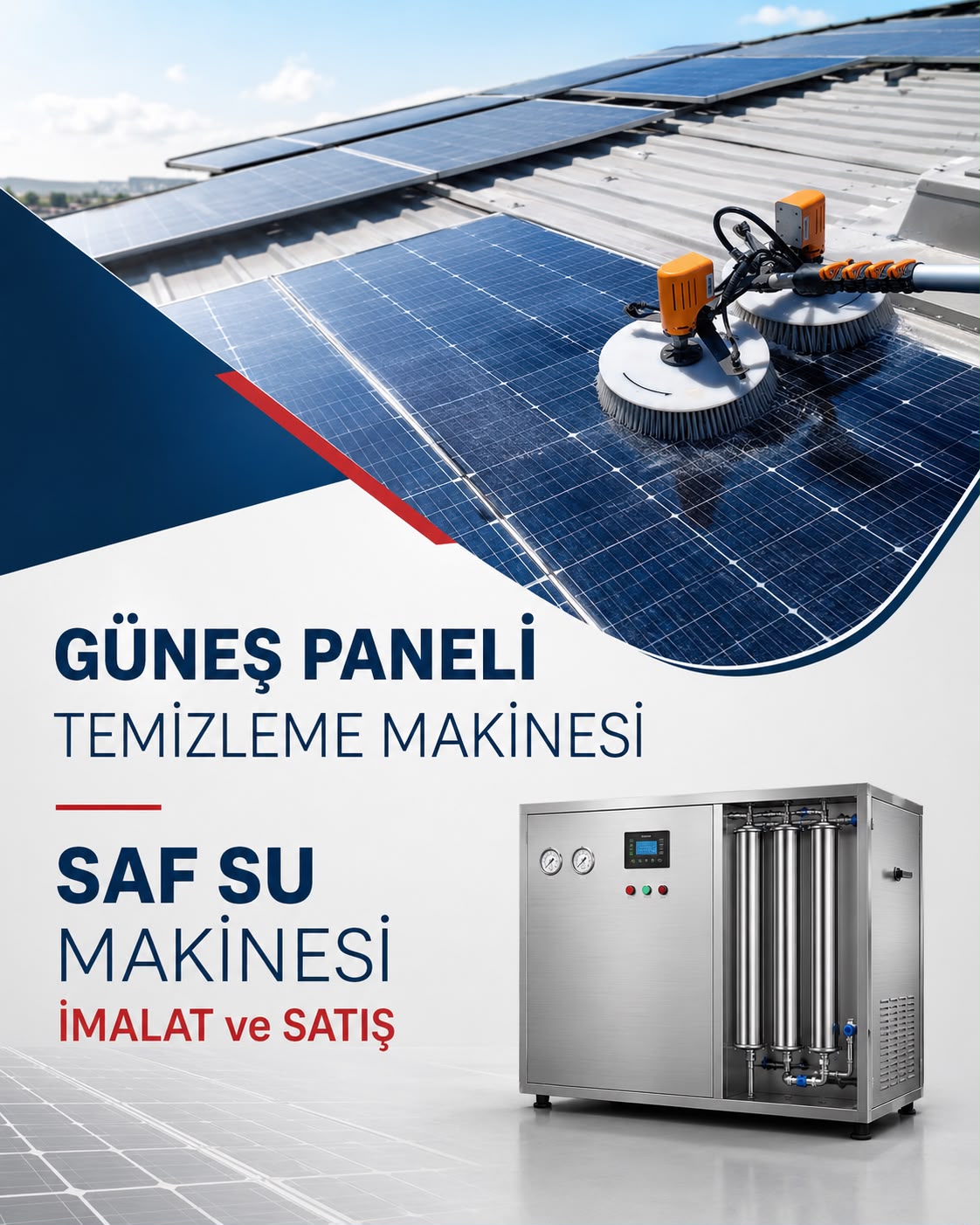 Güneş Paneli Temizleme Makinesi ve Saf Su Makinesi İmalat ve Satış